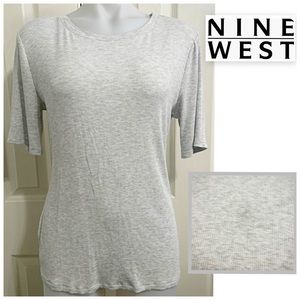 NWOT Nine West Soft Spun, 10” Short Sleeve, Textured Waffle Top, Size Large